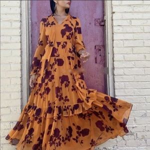 Anthropologie Chiffon Maxi rosalita floral maxi/midi dress
